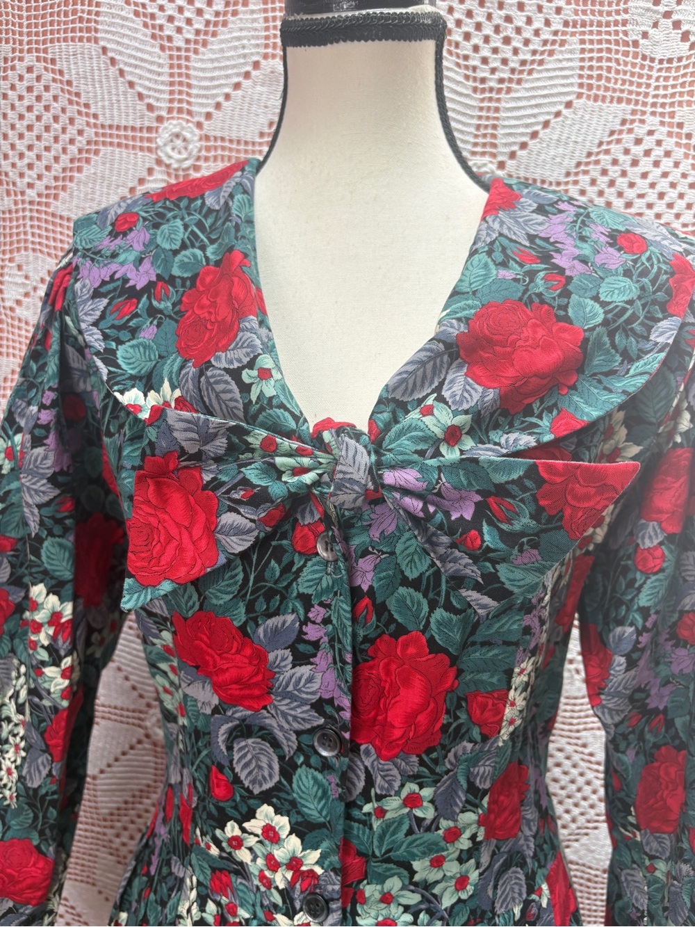 Vintage Suttles and Seawinds Floral Midi Dress Cottagecore Romantic Prairie - Picture 5 of 12